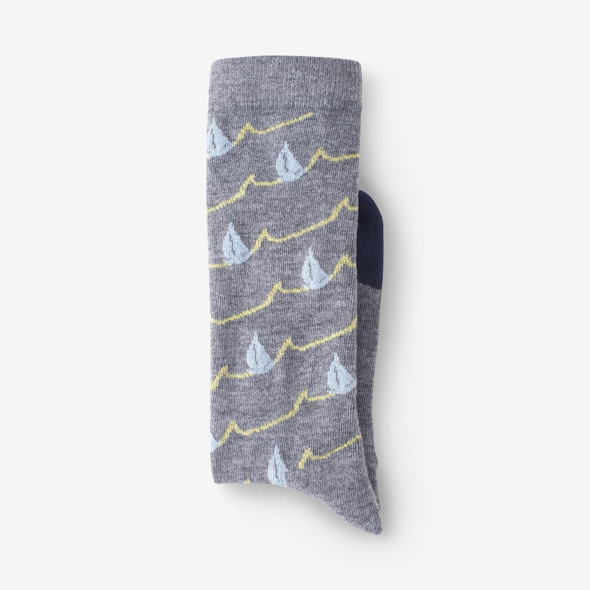 Boat Pattern Soft Touch Poly-Tencel Dress Socks - Grey/Teal