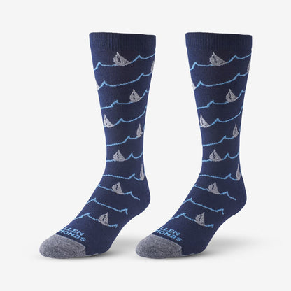 Boat Pattern Soft Touch Poly-Tencel Dress Socks - Navy