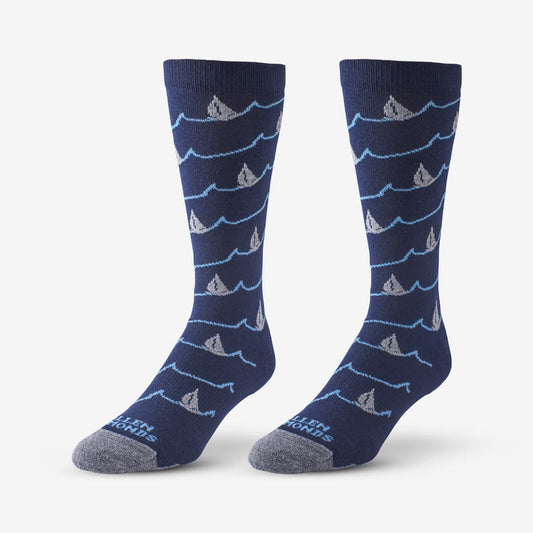 Boat Pattern Soft Touch Poly-Tencel Dress Socks - Navy