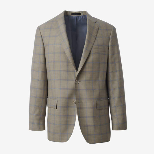 Windowpane Wool Blazer - Taupe