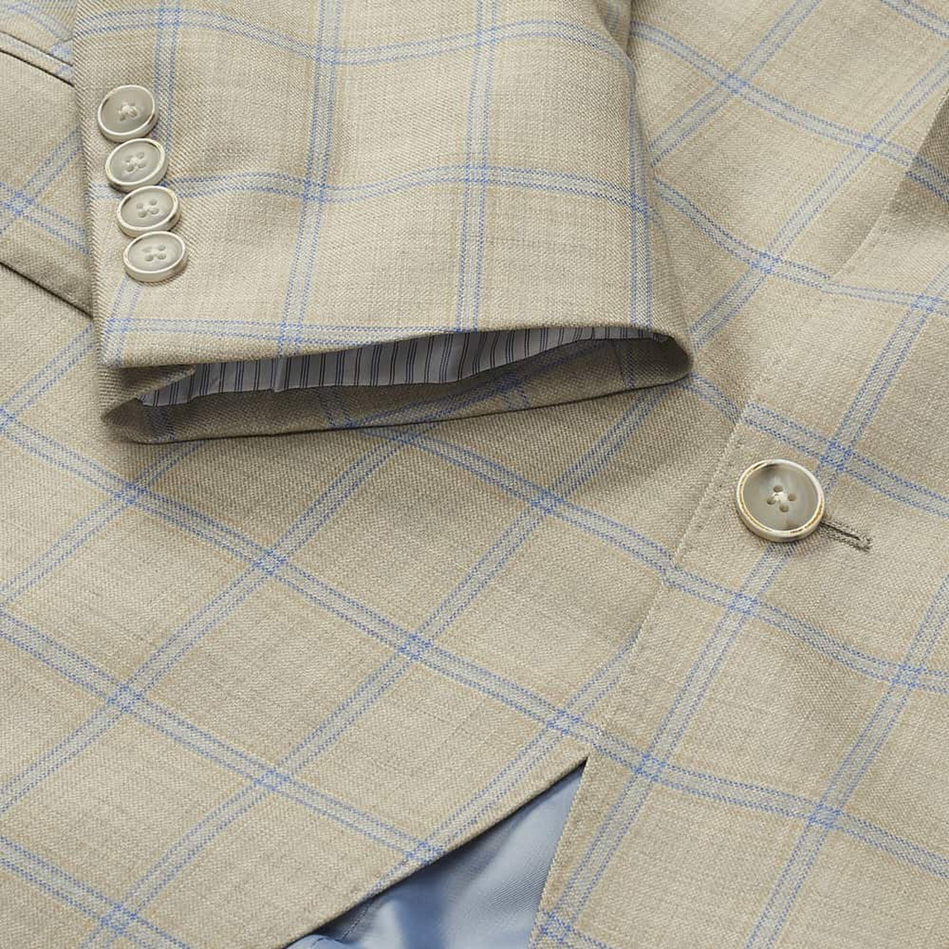 Windowpane Wool Blazer - Taupe