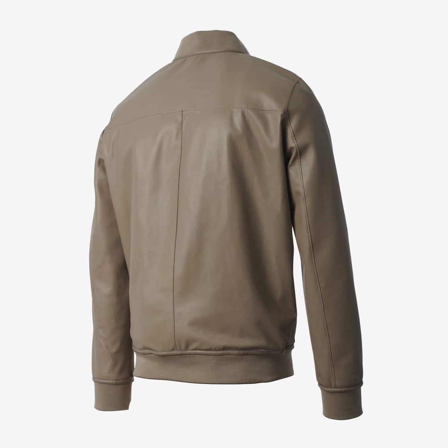 Leather and Suede Reversible Bomber - Grey / Beige