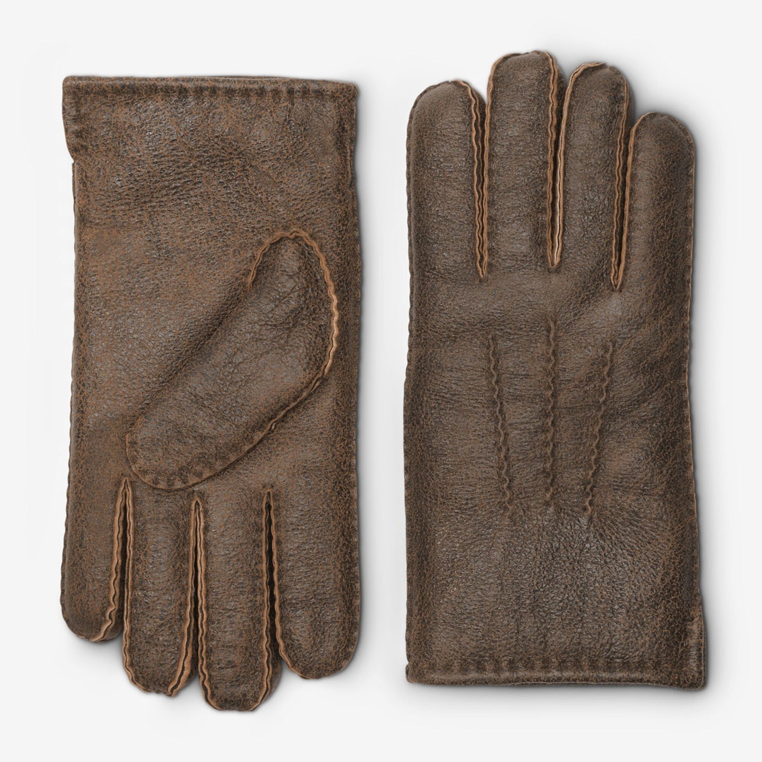 Top Stitch Shearling Gloves - Whiskey Brown