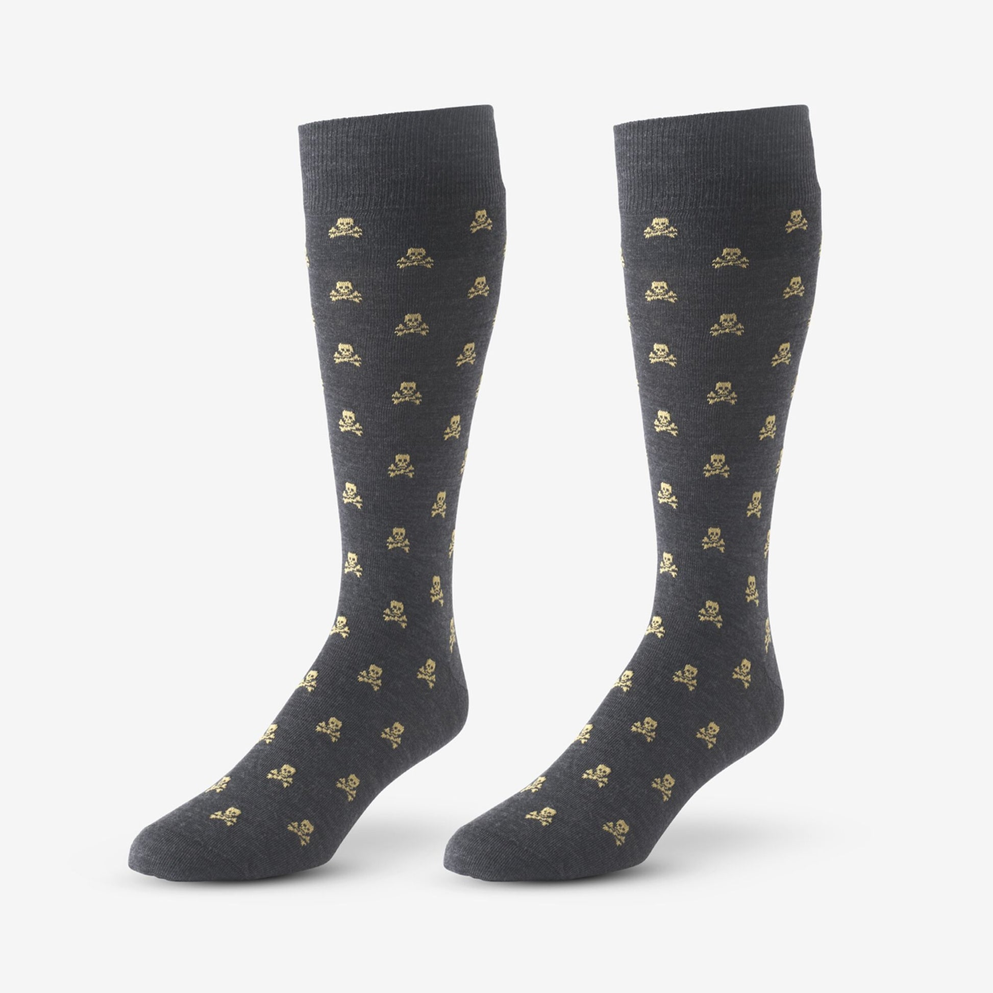 Skull Pattern Dress Socks - Charcoal