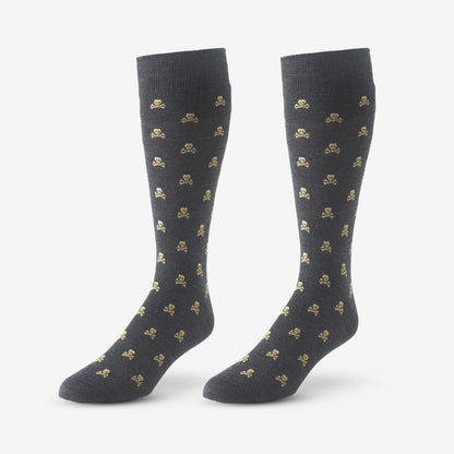 Skull Pattern Dress Socks - Charcoal