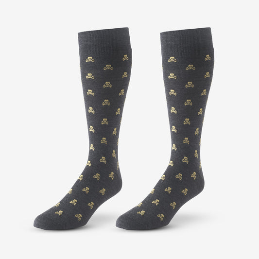 Skull Pattern Dress Socks - Charcoal
