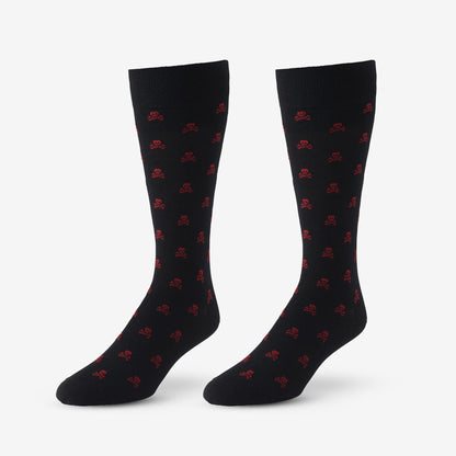 Skull Pattern Dress Socks - Black