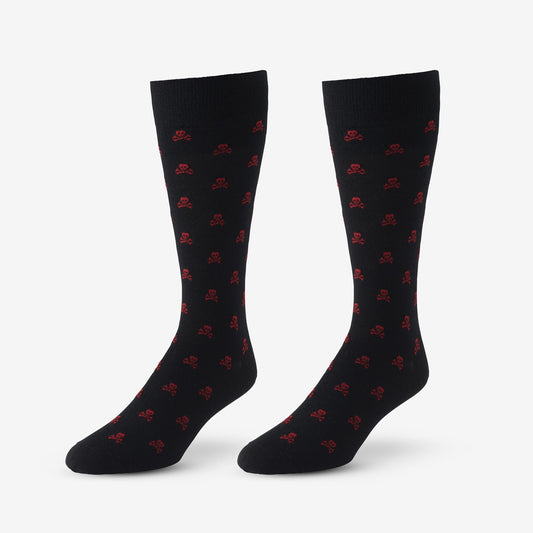 Skull Pattern Dress Socks - Black