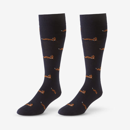 Fox Pattern Dress Socks - Navy