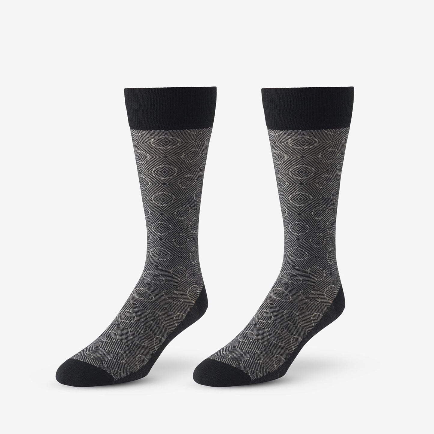 Optic Circle Dress Socks - Black