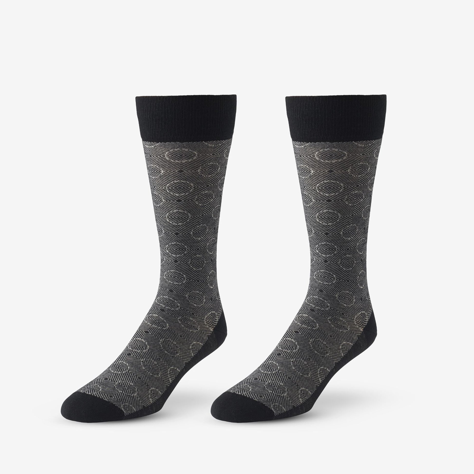 Optic Circle Dress Socks - Black