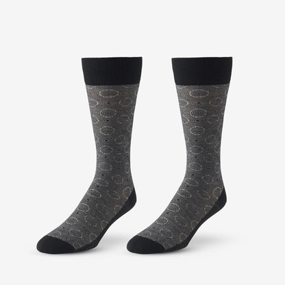 Optic Circle Dress Socks - Black