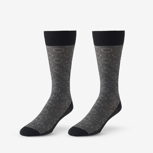 Optic Circle Dress Socks - Black
