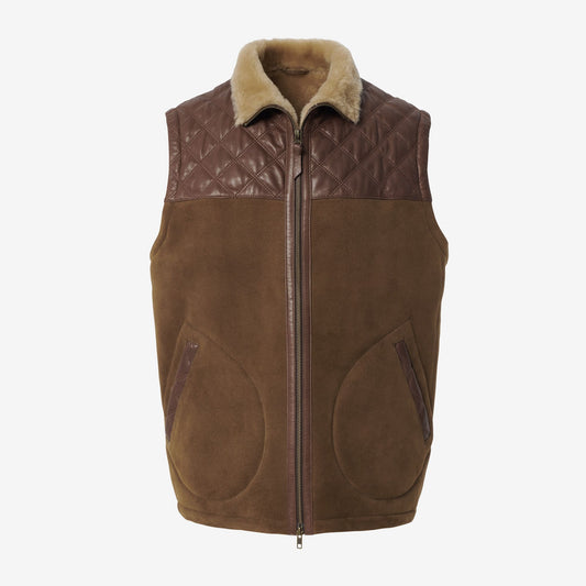 Shearling Quilted Vest - Chestnut