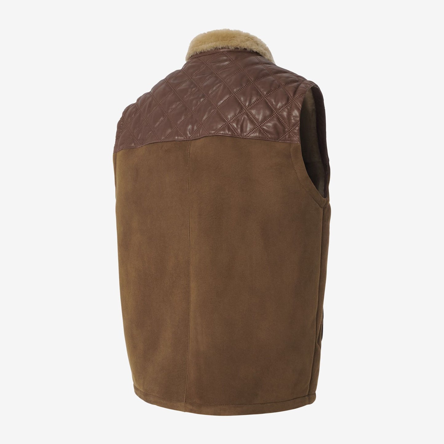 Shearling Quilted Vest - Chestnut