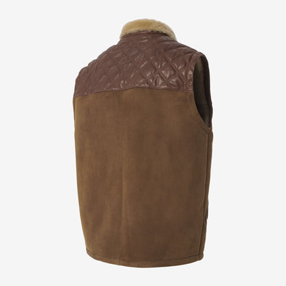 Shearling Quilted Vest - Chestnut