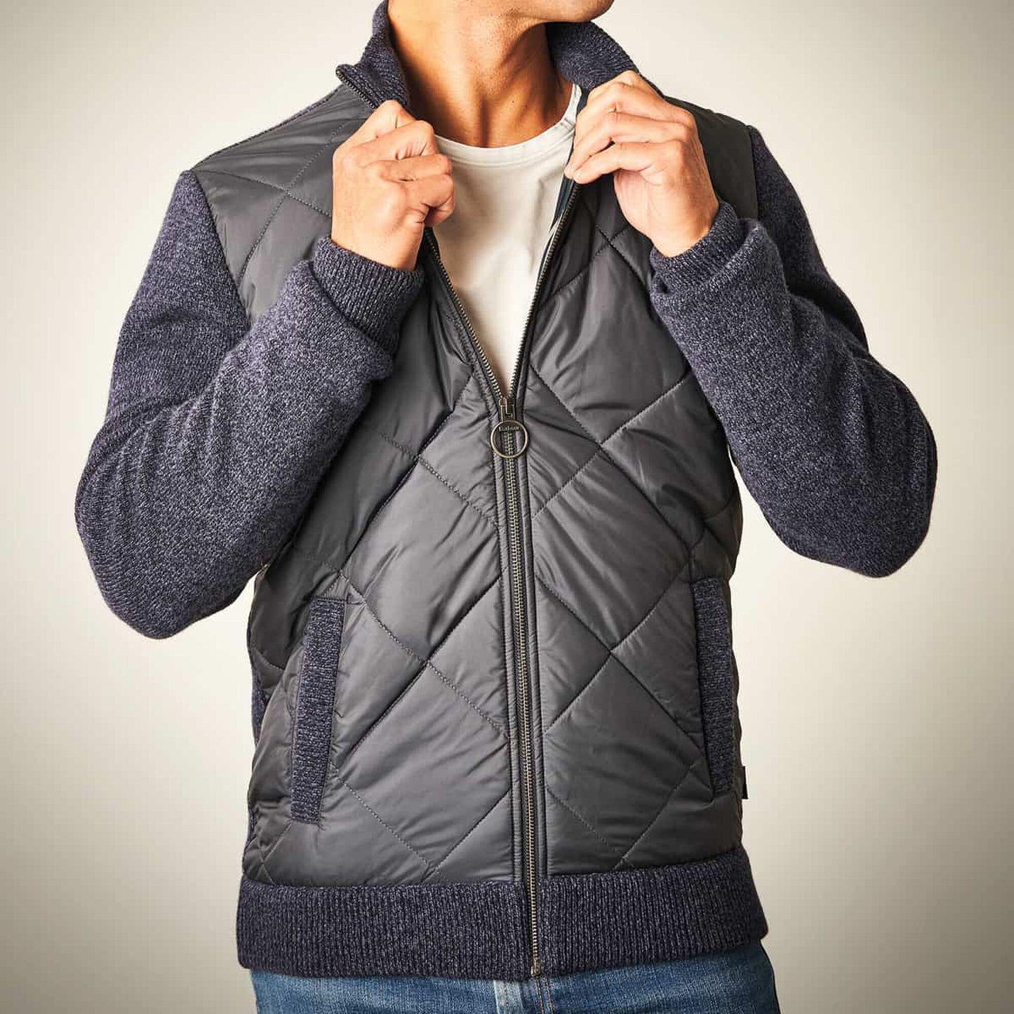 Magnus Quilted Zip Up Jacket - Navy