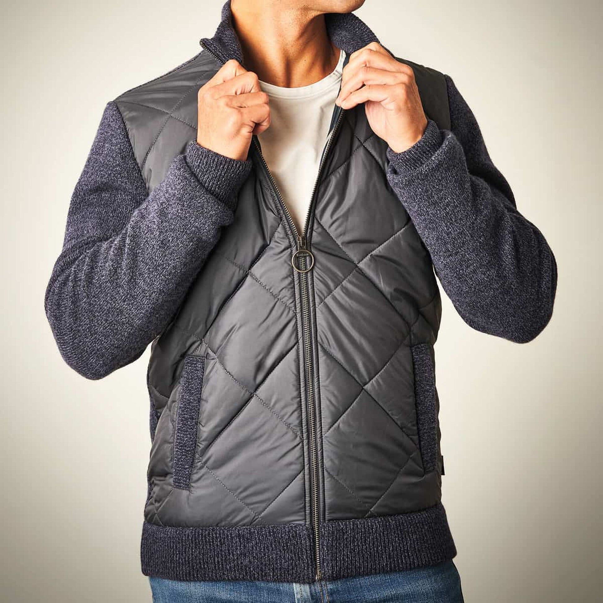 Magnus Quilted Zip Up Jacket - Navy