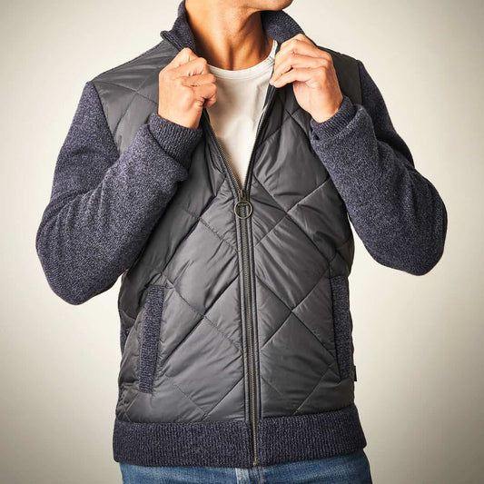 Magnus Quilted Zip Up Jacket - Navy