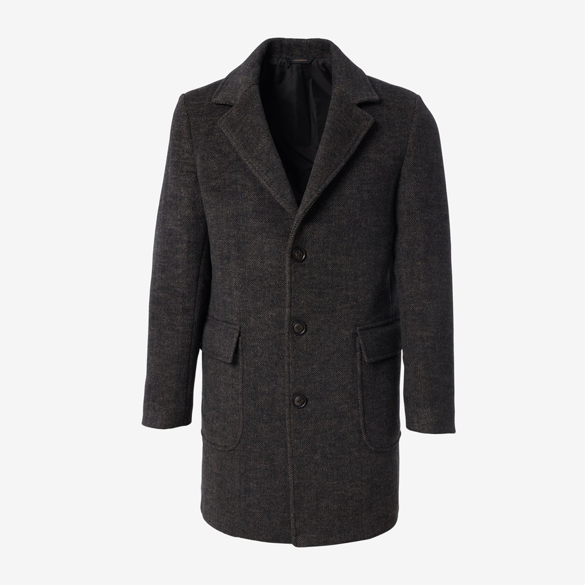 Herringbone Plaid Topcoat - Brown