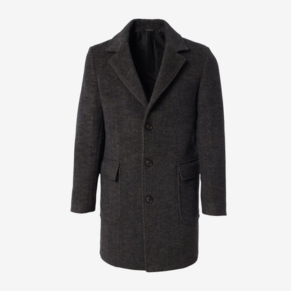Herringbone Plaid Topcoat - Brown
