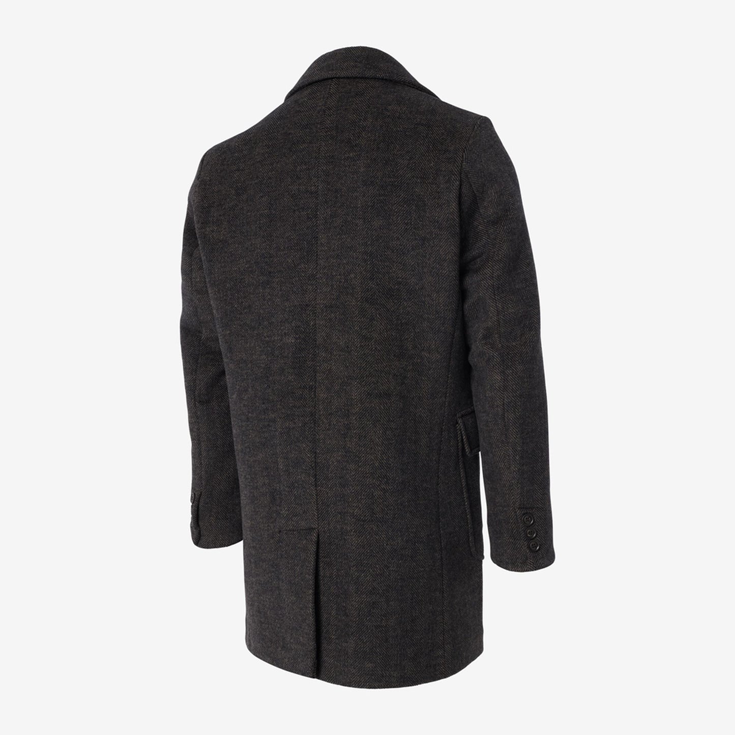 Herringbone Plaid Topcoat - Brown