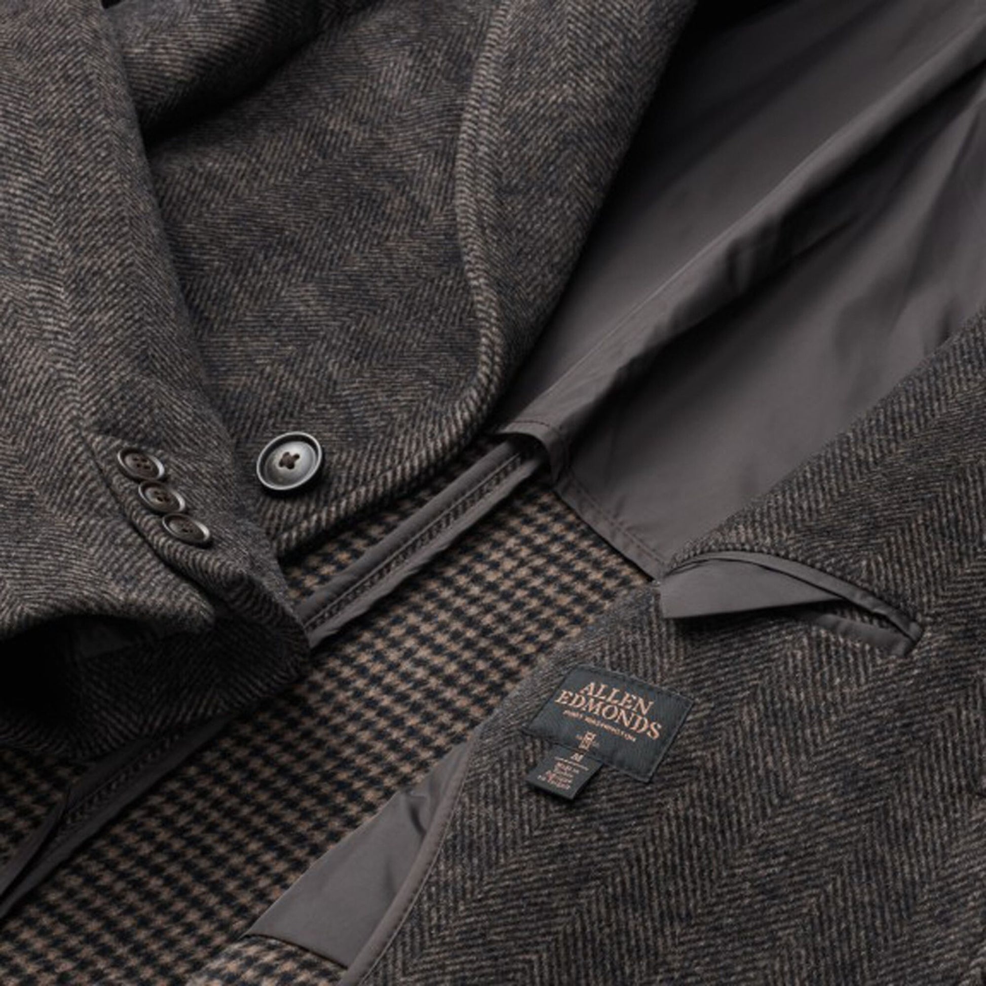 Herringbone Plaid Topcoat - Brown
