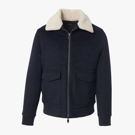 Sherpa Collar Bomber Jacket - Navy