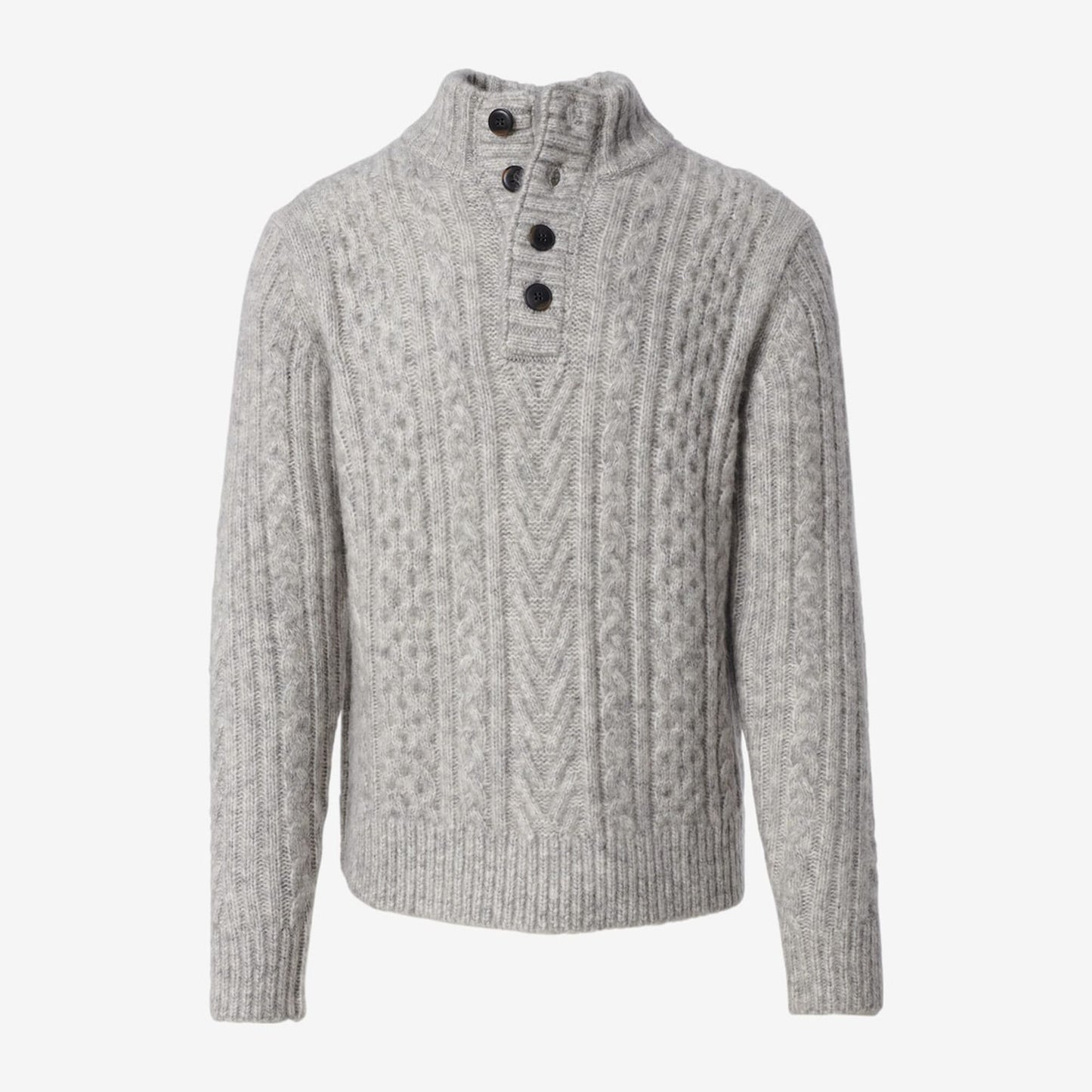 Fisherman Mock Neck Sweater - Cloud