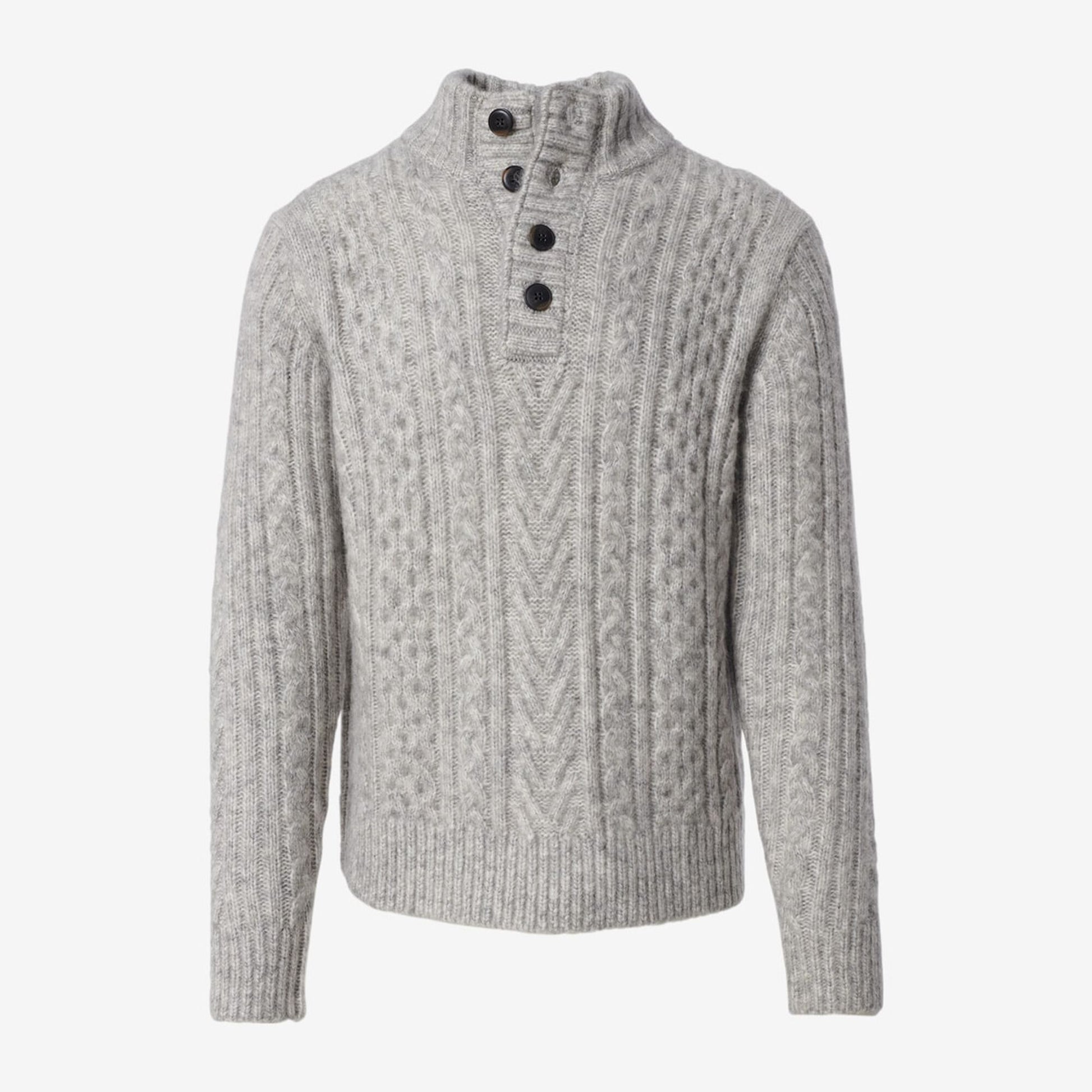 Fisherman Mock Neck Sweater - Cloud
