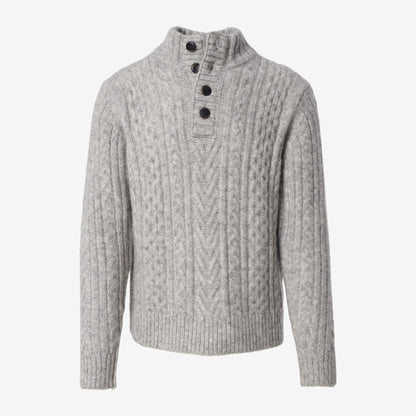 Fisherman Mock Neck Sweater - Cloud