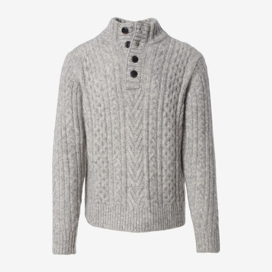 Fisherman Mock Neck Sweater - Cloud