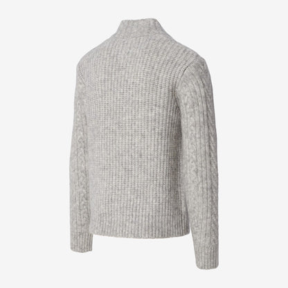 Fisherman Mock Neck Sweater - Cloud