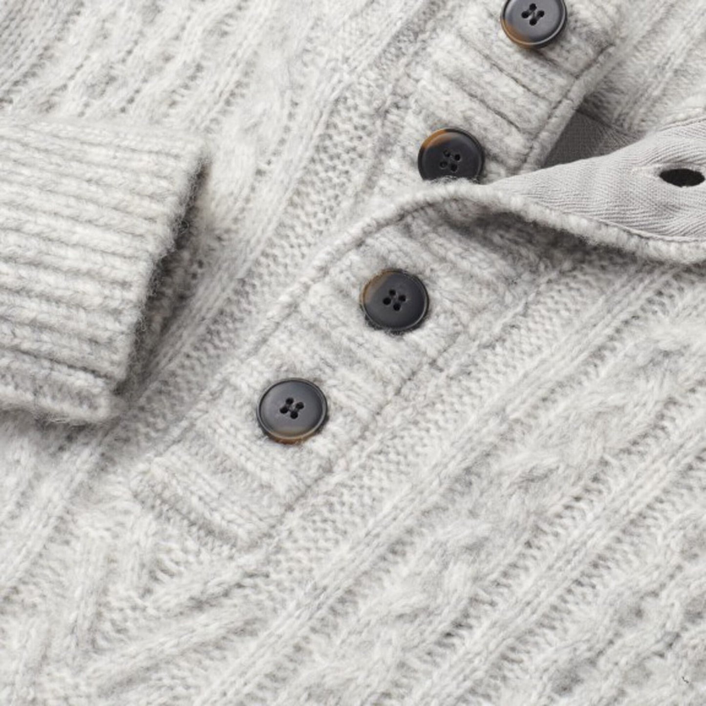 Fisherman Mock Neck Sweater - Cloud