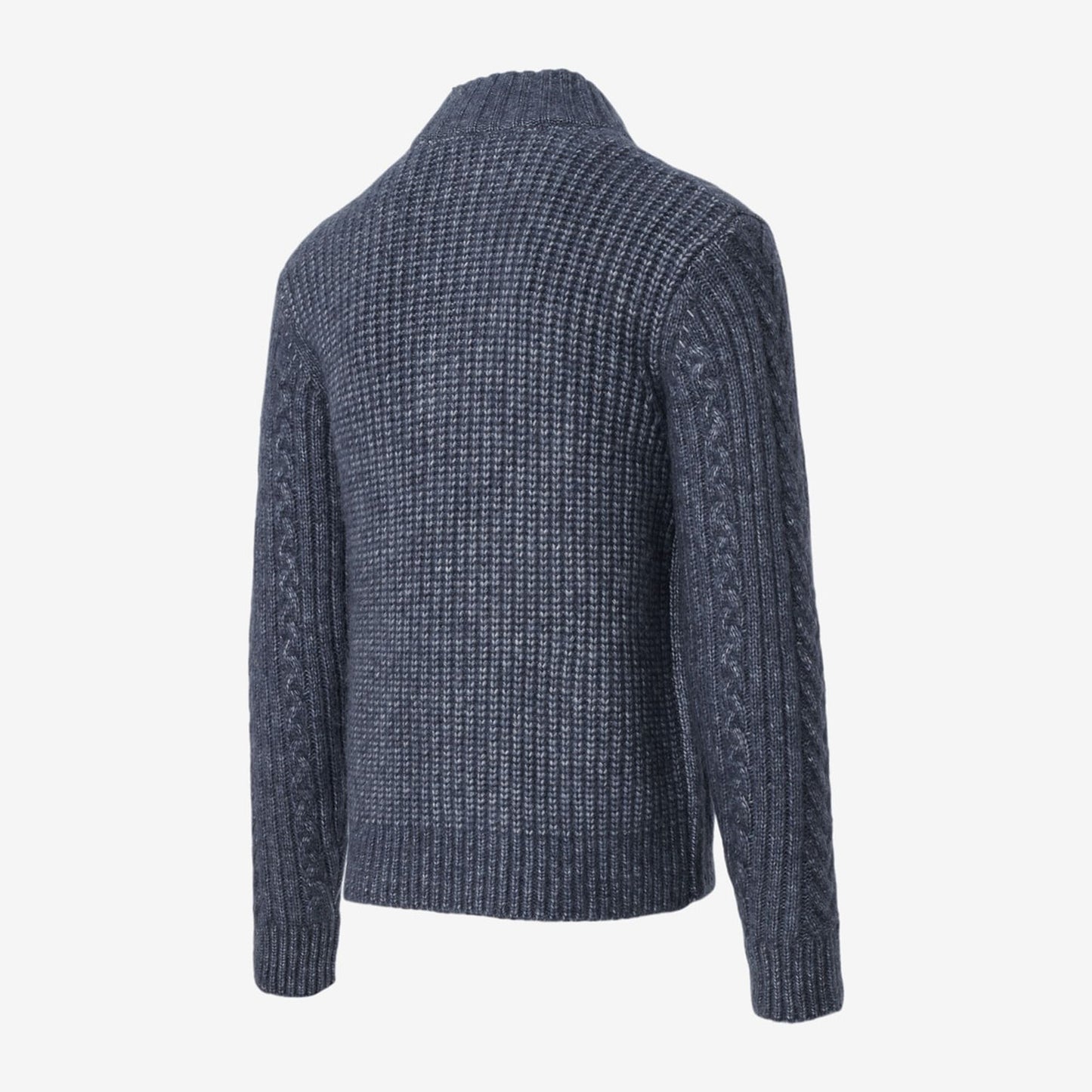 Fisherman Mock Neck Sweater - Navy