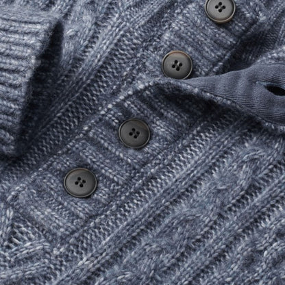 Fisherman Mock Neck Sweater - Navy
