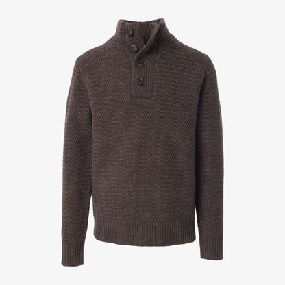 Seed Stitch Military Sweater - Coffee Brown
