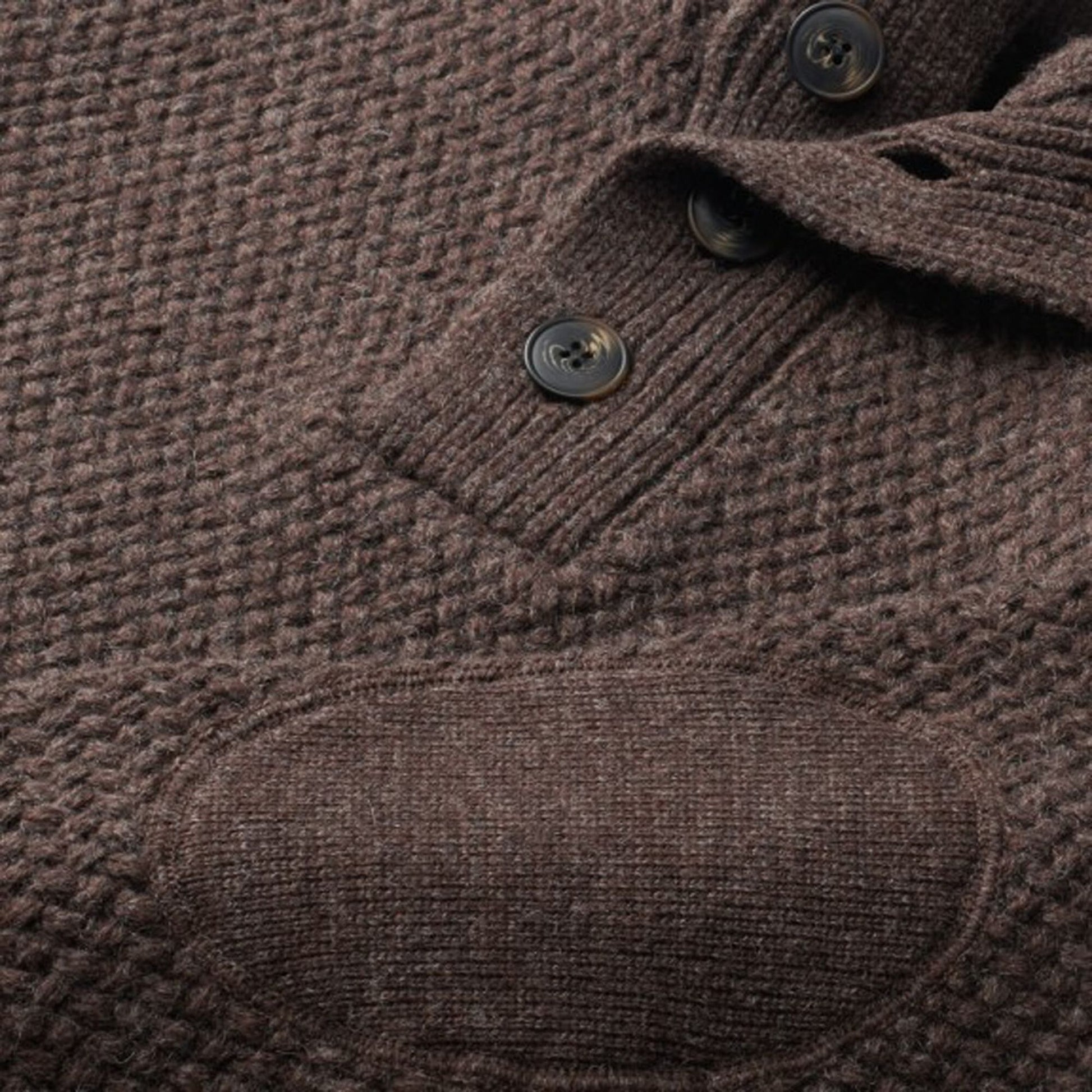Seed Stitch Military Sweater - Coffee Brown
