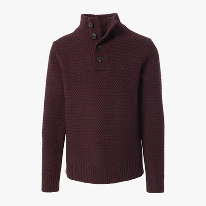 Seed Stitch Military Sweater - Burgundy