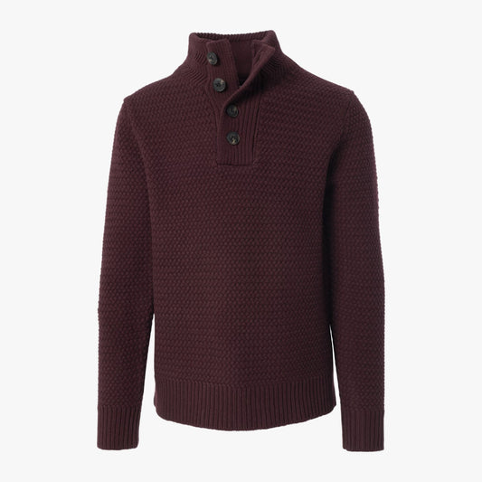 Seed Stitch Military Sweater - Burgundy