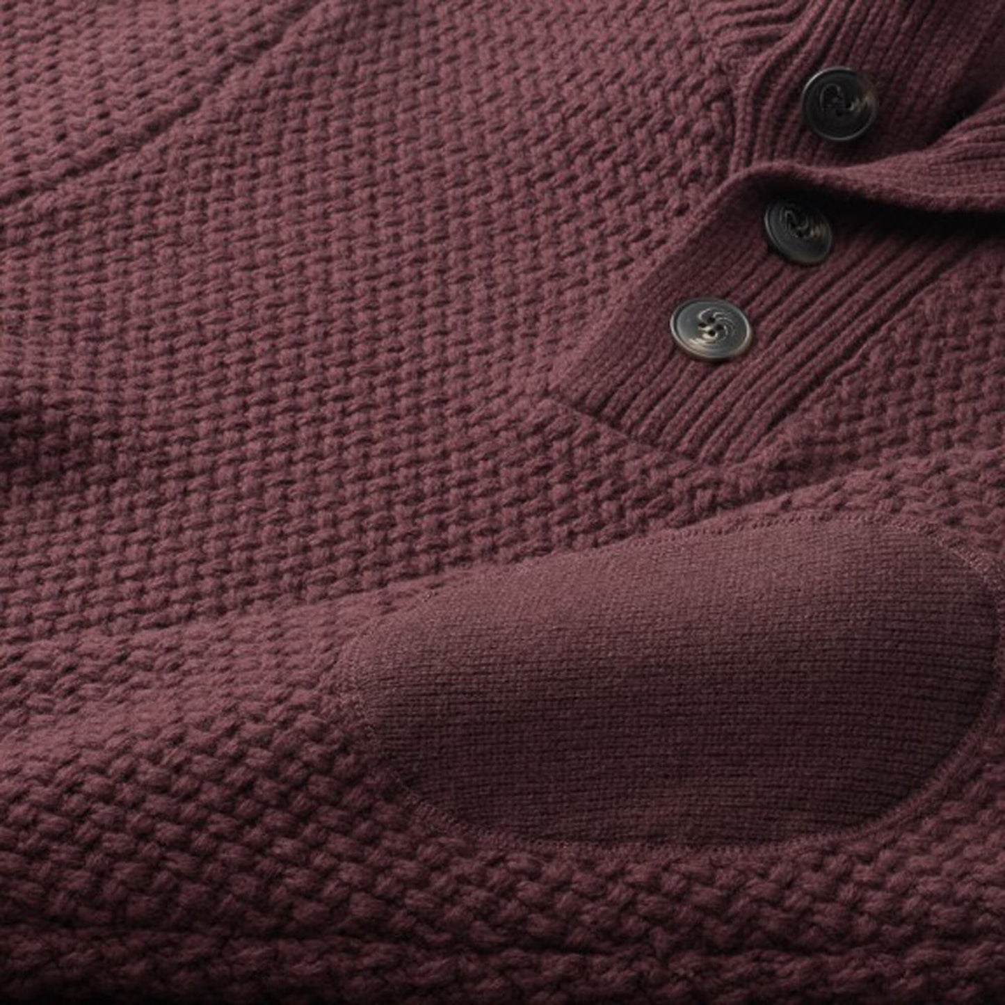 Seed Stitch Military Sweater - Burgundy