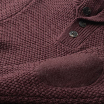 Seed Stitch Military Sweater - Burgundy