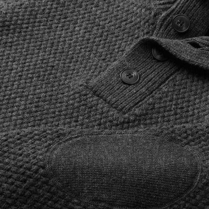 Seed Stitch Military Sweater - Charcoal