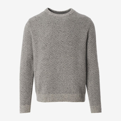 Zermatt Herringbone Crew Neck Sweater - Grey