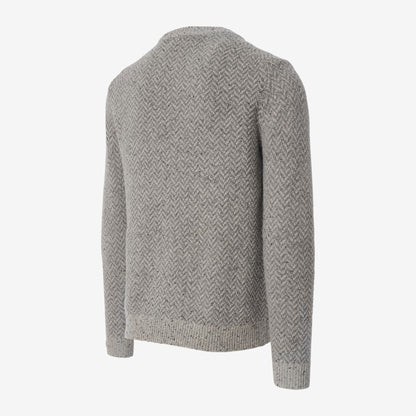 Zermatt Herringbone Crew Neck Sweater - Grey