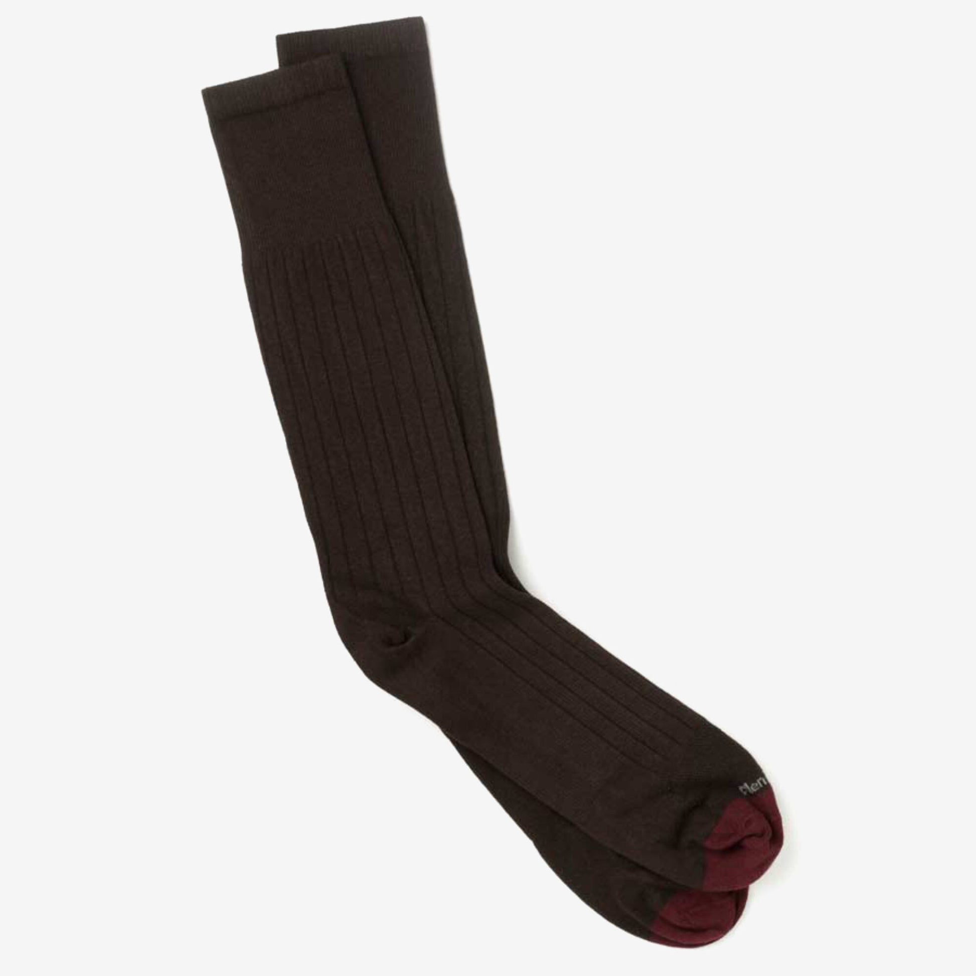 Cotton Rib Dress Sock - Brown