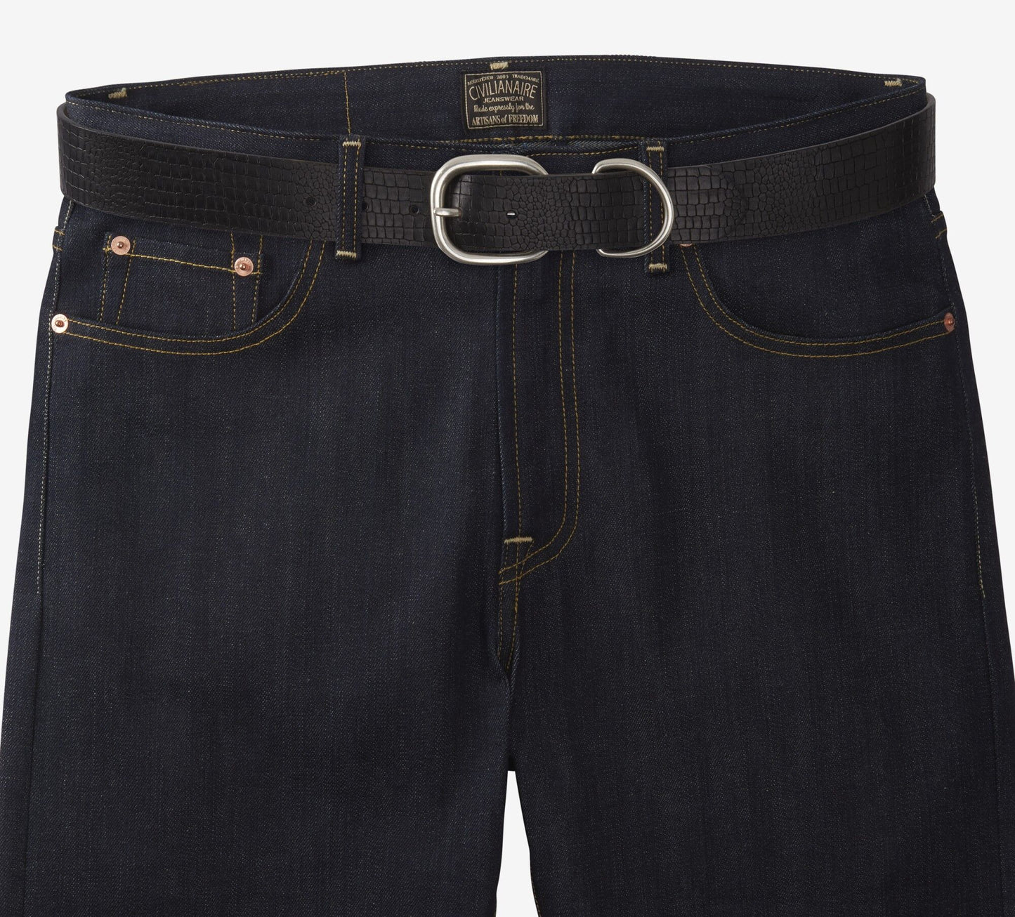 Croco Print Belt - Black