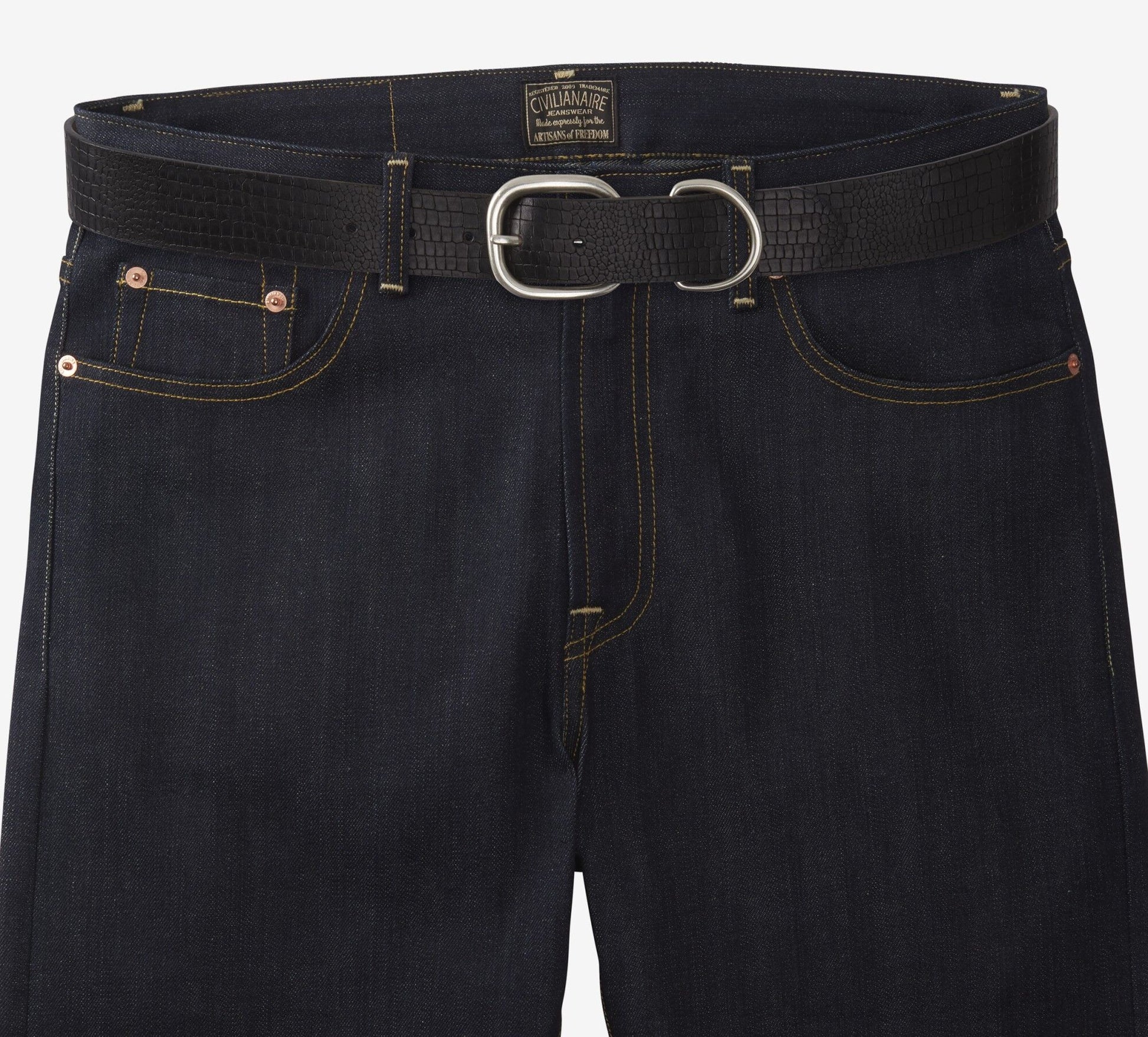Croco Print Belt - Black