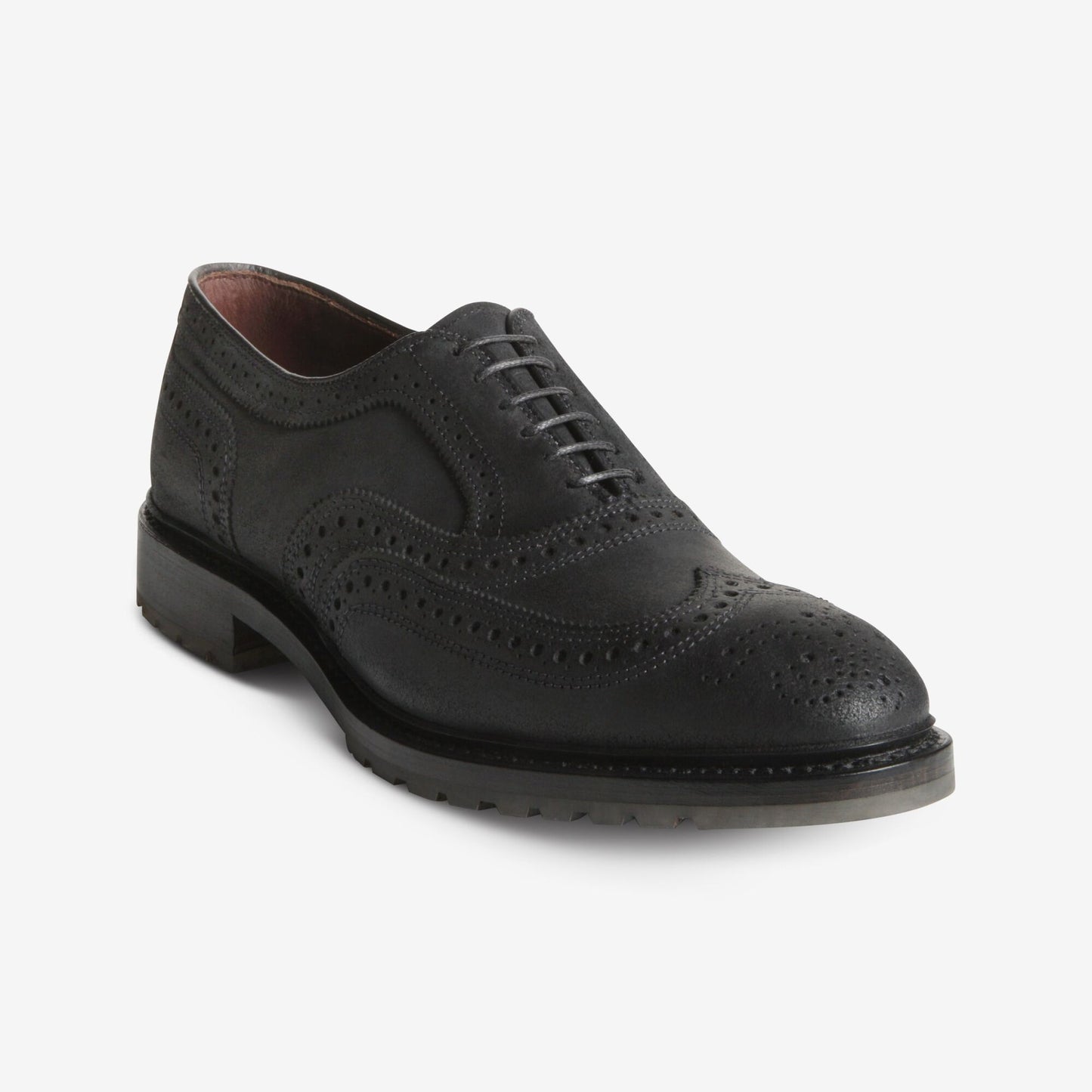 McTavish Oxford Wingtip Waxed Suede Dress Shoe - Black Waxed Suede