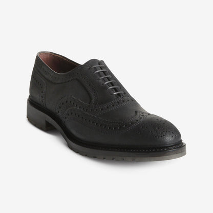 McTavish Oxford Wingtip Waxed Suede Dress Shoe - Black Waxed Suede